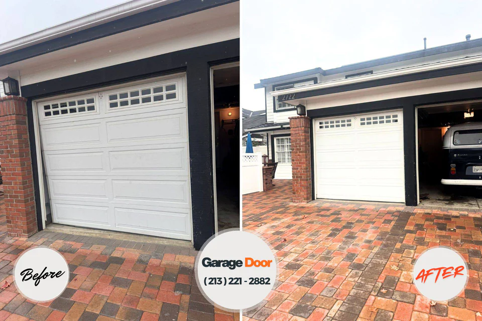 Before and after: garage door repair Jewett City, CT